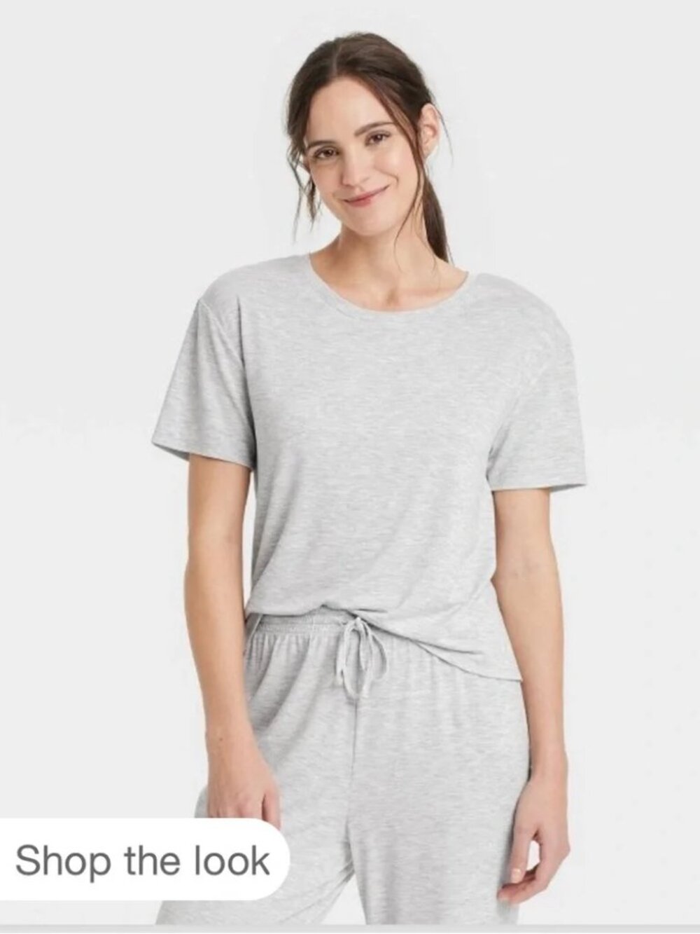 Auden Cooling Jersey Pajama T-Shirt Heather Gray XL Short Sleeve Sleep Tee